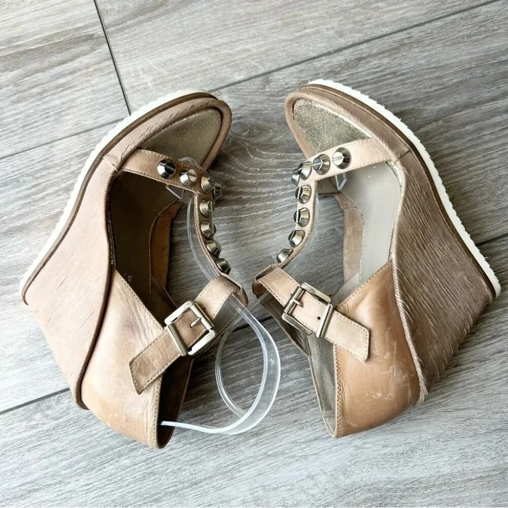 Stelle Monelle Studded T Strap Wedge Heel Sandal Made in Italy